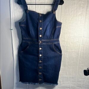 Wax Jean Blue Square Neck Sheath Mini Dress